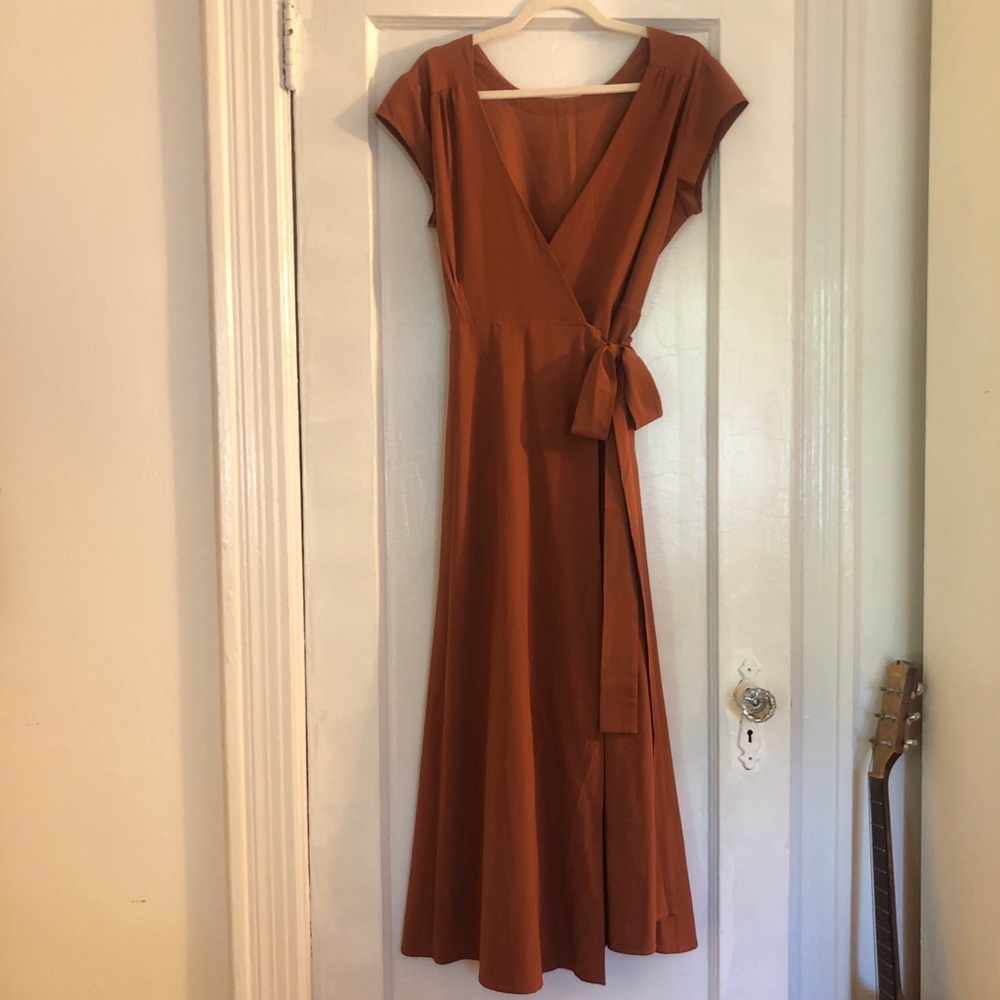 Wayre Roma Reversible Wrap Dress, Rust, size L